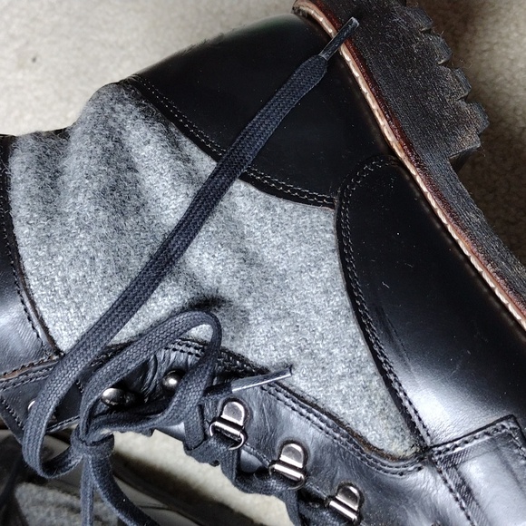 Wolverine 1000 Mile men's black leather & gray wool ankle boots. Mint. Size 11.5 - Picture 13 of 16